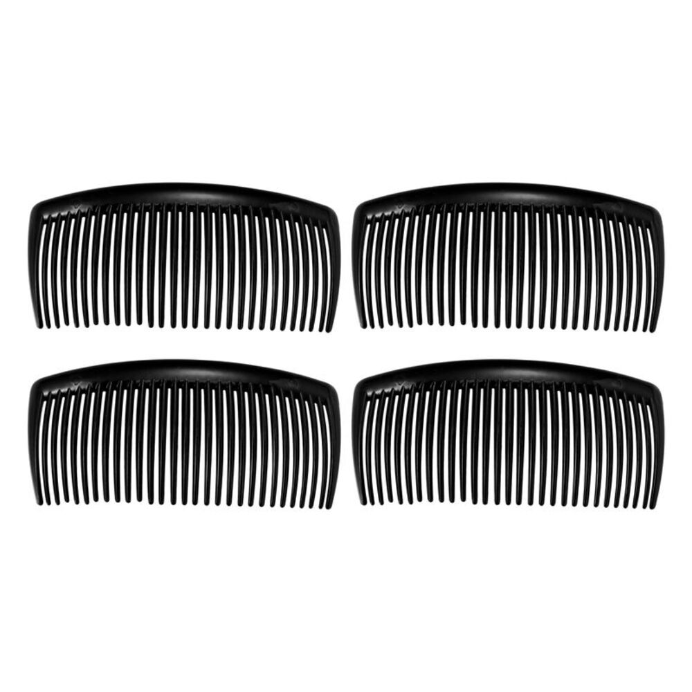 4 Pcs Classic Side Clip Teeth Hair Hair Clip Comb Plastic Black 4"